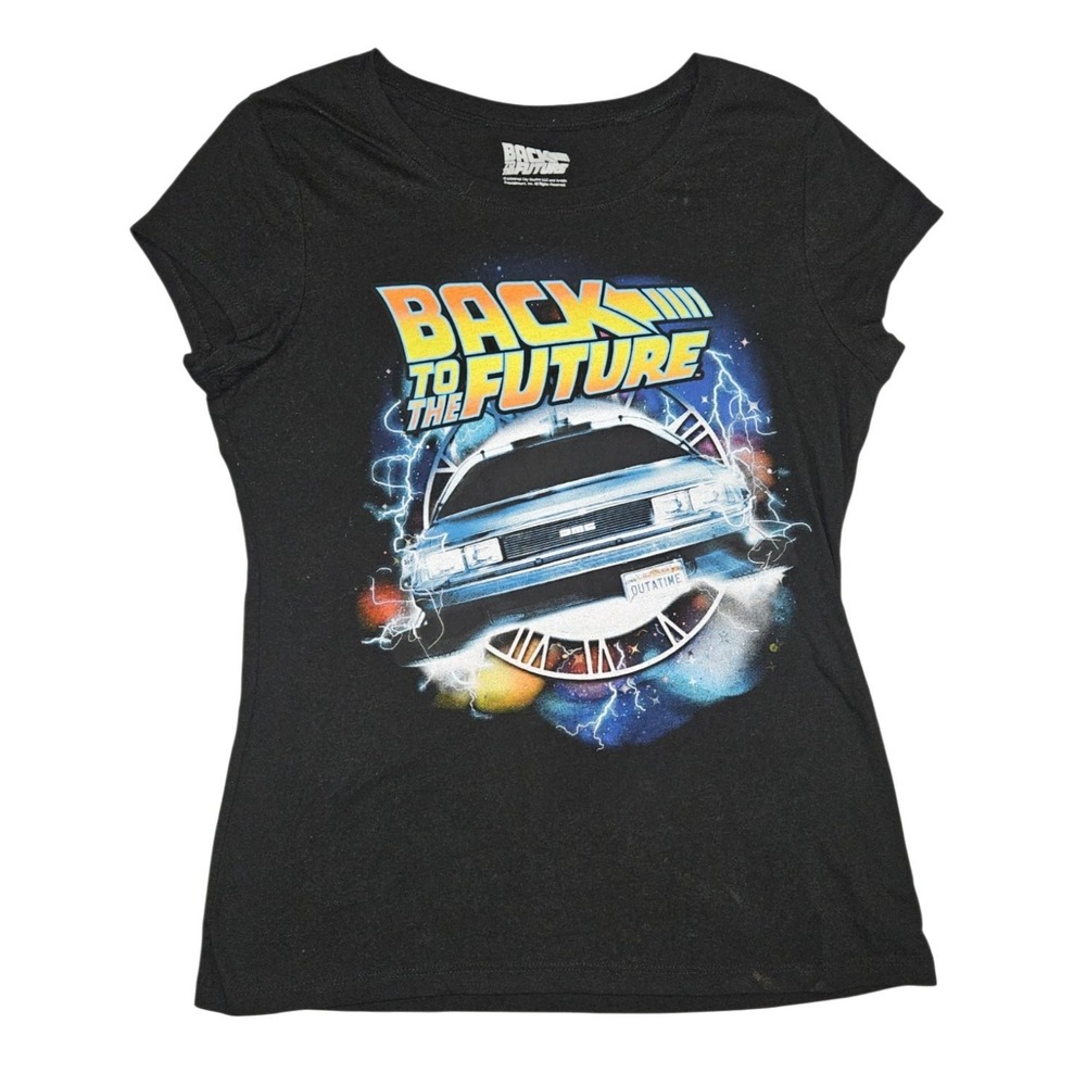 Back to the Future DeLorean Graphic Tee Shirt Girls XL 15-17 Universal Studios